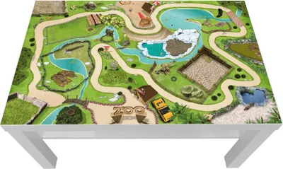 Produktbild von Tierpark/Zoo Möbelfolie/Aufkleber - LCK04 - passgenau für den Lack Couchtisch (90 x 55 cm) von IKEA - In wenigen Minuten zum einzigartigen Spieltisch für Kinder! (Möbel Nicht inklusive)