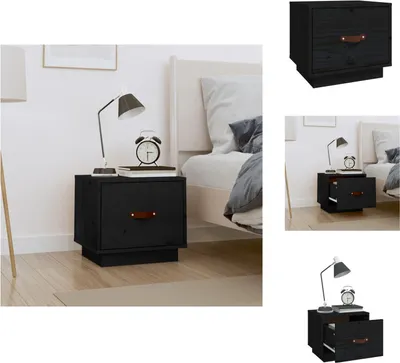 Produktbild von vidaXL Nachttisch Schwarz 40x34x35 cm Massivholz Kiefer -  Nachttische