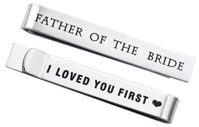 Productafbeelding van Stropdas Clips - Bruiloft Geschenken - Roestvrij Stalen Stropdas Bars - Gepolijste Afwerking - 7,5 cm Breed - 5,5 cm Lang - Dasspeld