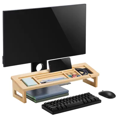 Produktbild von Schreibtisch Organizer ALCUDIA, Aufbewahrung für Büro und Schreibutensilien aus geschliffenem Kiefernholz, Tisch Desk Organizer ist naturbelassen, Halterung für Stifte und Handy