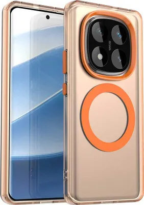 Obrázek produktu pro Pouzdro pro Xiaomi Redmi Note 14 Pro 5G, kompatibilní s MagSafe, tenké poloprůhledné matné nárazuvzdorné pouzdro na telefon Pomerančový