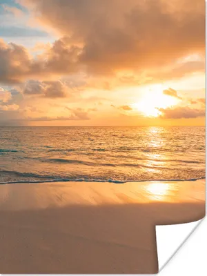 Produktbild von MuchoWow® Poster Strand - Sommer - Sonnenuntergang - Wolken - Meer 120x160 cm - Wandbilder