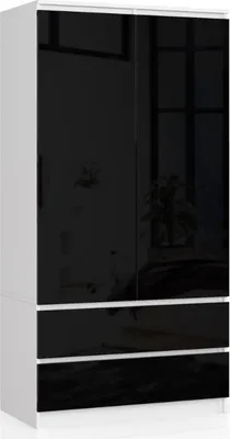 Image de Akord Armoire Blanc/Noir Brillant 90X51X180