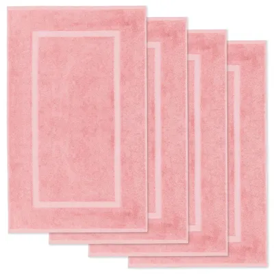 Produktbild von Lavea® 4er Set Badematte 50x80 cm, Badvorleger rutschfest, 100% Baumwolle Frottier, 800 g/m_ saugstark, waschbar 60°C, Serie Elena, Pastellrosa