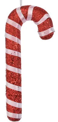 Obrázok produktu pre Clayre & Eef Vianočná visačka cukrová trstina 8x2x17 cm červená plastová