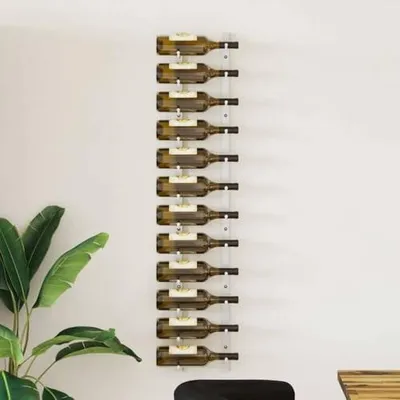 Imagen del producto de Estante para botellas de vino, capacidad para 12, de montaje en pared, fabricado en hierro blanco