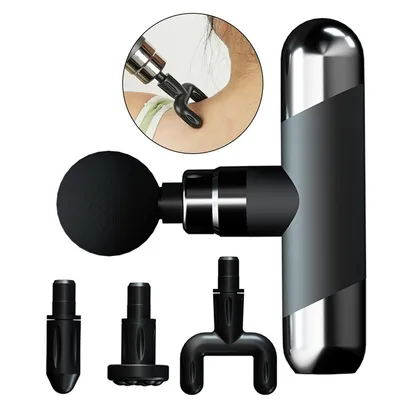Produktbild von Mini Massagepistole,6 Geschwidigkeiten & 4 Massageköpfe, Selbstmassage Schulter, Brust, Rücken