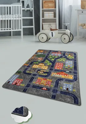 Produktbild von Conceptum Hypnose, Small- Small Town CHL, Bunt, Teppich, 140 x 190 cm, 100% Samtstoff