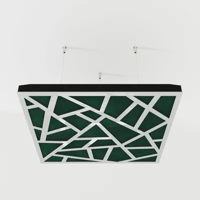 Immagine prodotto di Set di 4 pannelli acustici SKYROSS in velluto, 50x50x5 cm, bianco, con finitura verde