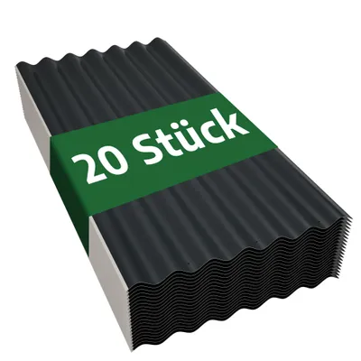 Produktbild von GIHAUVIA 20 Stück Wellplatten 108x52cm Robust Verzinkt Profilblech Carport, Garten & Terrasse Wetterfeste Platten für Außen Schwarz