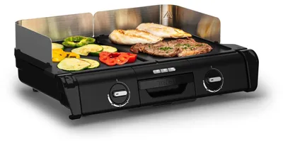 Produktbild von Tefal TG800N BBQ Family Schwarz-Silber, Schwarz, Rechteckig, Drehregler, 285 x 460 mm, 2 Zone(n), 2400 W