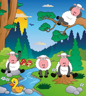 Produktbild von Fototapete - Sheep in Forest 225x250cm - Vliestapete
