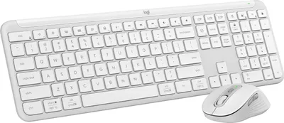 Zdjęcie produktu dla Logitech Signature Slim Combo MK950, Bezprzewodowy, RF Wireless + Bluetooth, Przełącznik nożycowy, AZERTY, Biały, Dołączona myszka