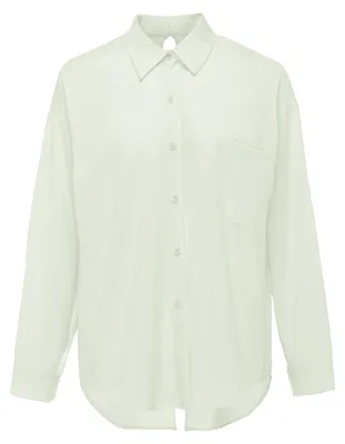 Produktbild von Damen Bluse in Grün mit Brusttasche und durchgehender Knopfleiste, Größe S