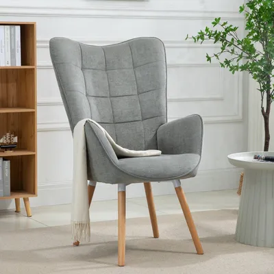 Obrázok produktu pre Skandinávske kreslo - kreslo - stolička - relaxačné kreslo - zelený patchwork - s drevenými nohami