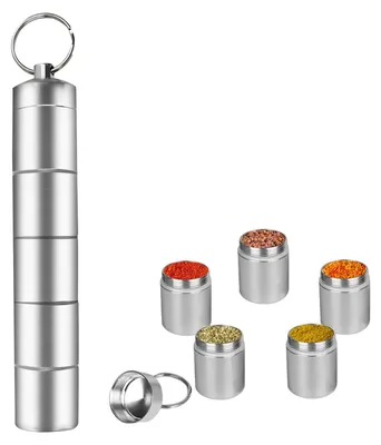 5-in-1 Gewürzstreuer aus Aluminium, 20 ml, Camping-Salzstreuer