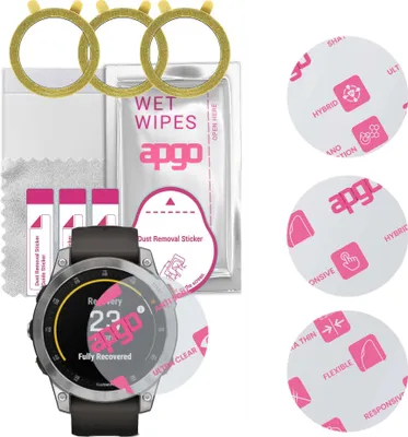 Produktbild von apgo 3 Stück Schutzglas, klar, kompatibel mit Garmin epix 2 Smartwatch, Hybrid 8H, Ersatz für Hartglas, Displayschutzglas, Bildschirmschutz, Displayschutz, kratzfest