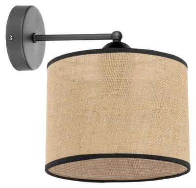 Produktbild von KAR-LIGHTING Wandleuchte 1-flammig Schwarz/Beige aus Jute & Metall – Wandlampe für Flur & Wohnzimmer, E27