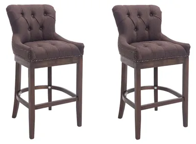 Produktbild von CLP 2er Set Barhocker Lakewood Stoff gepolstert braun Gestell Farbe antik