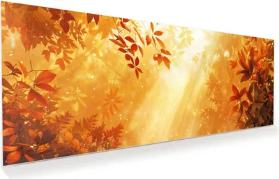 Produktbild von Glasbild 100x40cm in XXL für Wohnzimmer, Schlafzimmer Motiv Herbstlicher Wald