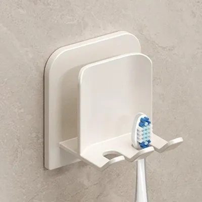 Obrázek produktu pro Držáky na elektrické zubní kartáčky – hliník – 2dílné – koupelnové doplňky – bez vrtání – bílé