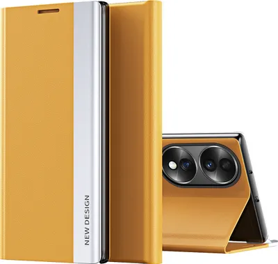 Image de Etui pour Honor X7B Etui magnétique en cuirPolyuréthaneavec fonction stand Jaune