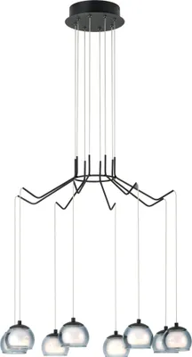 Produktbild von EGLO LED Hängelampe Rovigana, Pendelleuchte Esstisch 8-flammig, Deckenlampe hängend dimmbar, Stahl in schwarz, Rauchglas