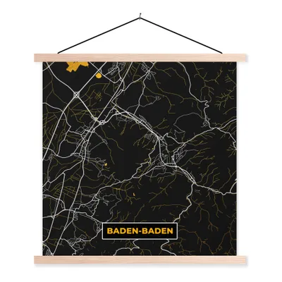 Produktbild von MuchoWow® Textilposter Stadtplan - Karte - Deutschland - Gold - Baden - Karte 40x40 cm mit holzfarbenen Rahmen - Posterleiste