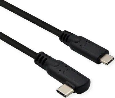 Produktbild von ROLINE USB 3.2 Gen 2x2 Kabel, USB C-C, ST/ST, 4K UHD-1, 20Gbit/s, Emark, 100W, gewinkelt, schwarz, 1 m