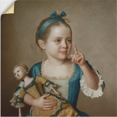 Produktbild von ARTland Wandbild, selbstklebend Mädchen mit Puppe. Größe: 100x100 cm