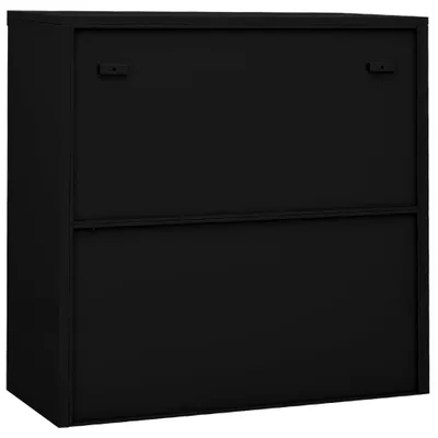 Produktbild von Büroschrank mit Schiebetür Schwarz 90x40x90 cm Stahl , Aktenschränke Design 2024