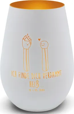 Produktbild von Mr. & Mrs. Panda Laterne Streichhölzer - Weiß - Geschenk, Windlicht Glas, kerzenhalter für teelichter, licht deko, Freundin, Liebesbeweis, Liebesgeschenk, Kerzenglas
