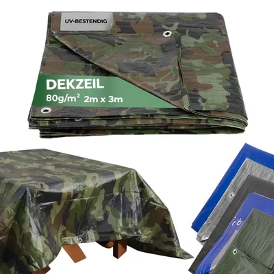 Produktbild von Wasserdichte Plane, 2 x 3 Meter, mit Ösen, PE-Schutzplane, 80 g/m²