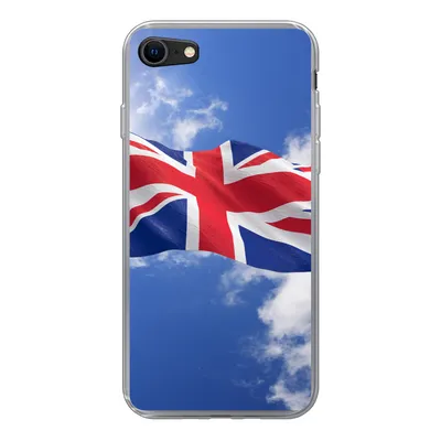 Produktbild von MuchoWow® Handyhülle Schutzhülle Hülle für iPhone 8 Die Flagge des Vereinigten Königreichs weht am Himmel Silikon Softcase Handy Hülle - Schutzhaube