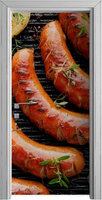 Produktbild von Tür Selbstklebende 90x210 cm Türfolie Türtapete Klebefolie - Grill Wurst bbq Kräuter