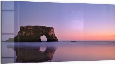 Produktbild von DEQORI Glasbild Echtglas 100x50 cm 'Abendlicher Felsbogen' Wandbild Bild modern Deko