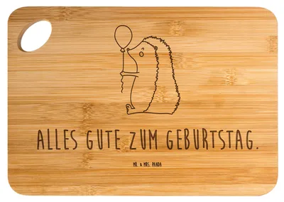 Produktbild von Mr. & Mrs. Panda Schneidebrett Igel Luftballon - Transparent - Geschenk, Geburtstag, Glückwunsch, Ballon, schneidbrett, holzschneidebrett, Happy Birthday, Lustige Sprüche