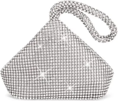 Image de Topchances Femme Soirée Strass Plissé Soirée Mariage Embrayage Portefeuille Porte-monnaie Sac à main,Argent