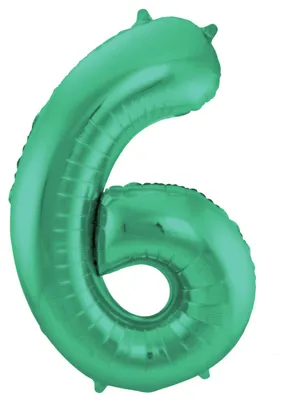 Obrázok produktu pre Fóliový balón číslo 6 zelený matný - 88 cm