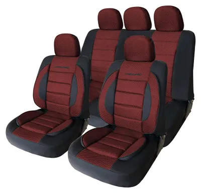 Produktbild von Universelle Autositzbezüge - PREMIUM - Schwarz/Rot - Sitzbezug für das Auto - Komplettset - Sitzbezug-Set