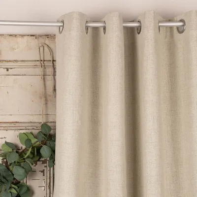 Produktbild von Thermovorhang mit Ösen verdunkelnd Leinenoptik einfarbig beige 135x240cm