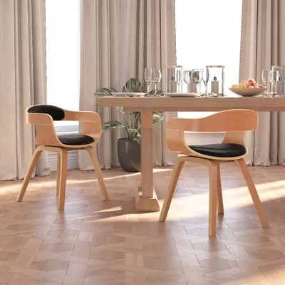 Produktbild von The Living Store Esszimmerstühle 2 Stk. Schwarz Bugholz und Kunstleder
