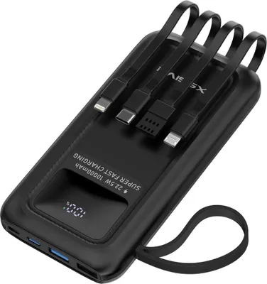 Productafbeelding van Xssive Powerbank 22,5W 10.000mAh met kabels - zwart