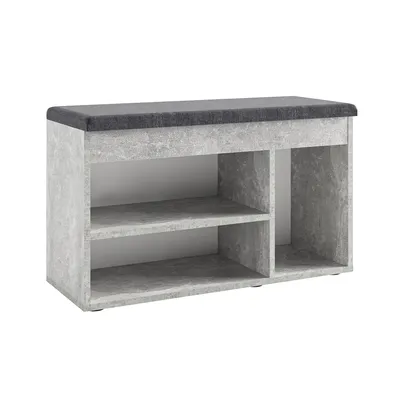 Produktbild von KOMTO Schuhbank mit Sitzfläche - Schuhregal Bank mit Stauraum 80 x 48 x 32 cm Schuhschrank mit Sitzbank Flur Bank Garderobenbank Sofia Beton