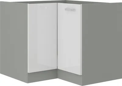 Produktbild von Eckunterschrank 90x90 Bianca Weiß Hochglanz + Grau Küchenzeile Küchenblock