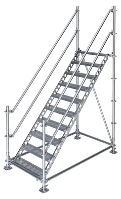 Produktbild von Bautreppe Außentreppe feuerverzinkt für min. 2,15 m Höhenunterschied | höhenverstellbar