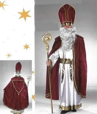 Produktbild von Samtumhang Nikolaus Bischof Weihnachten Weinrot