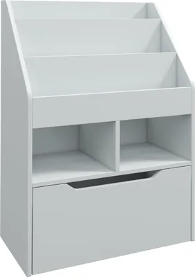 Produktbild von Kinderregal mit Schublade, Bücherregal mit Fächern, 60 x 29,9 x 90 cm, Grau