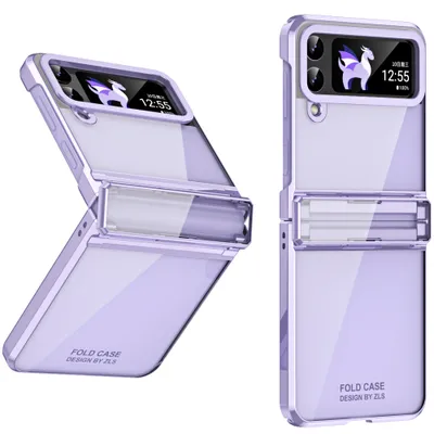 Obrázek produktu pro Pouzdro pro Samsung Galaxy Z Flip 3 5G Ultratenké pokovování průhledné pouzdro s ochranou pantu Fialová
