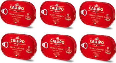 Produktbild von 6x Callipo Tranci di Tonno all'olio di oliva Italienisch Thunfisch in Olivenöl 320g Thunfischscheiben in Olivenöl 12 Monate Reifung